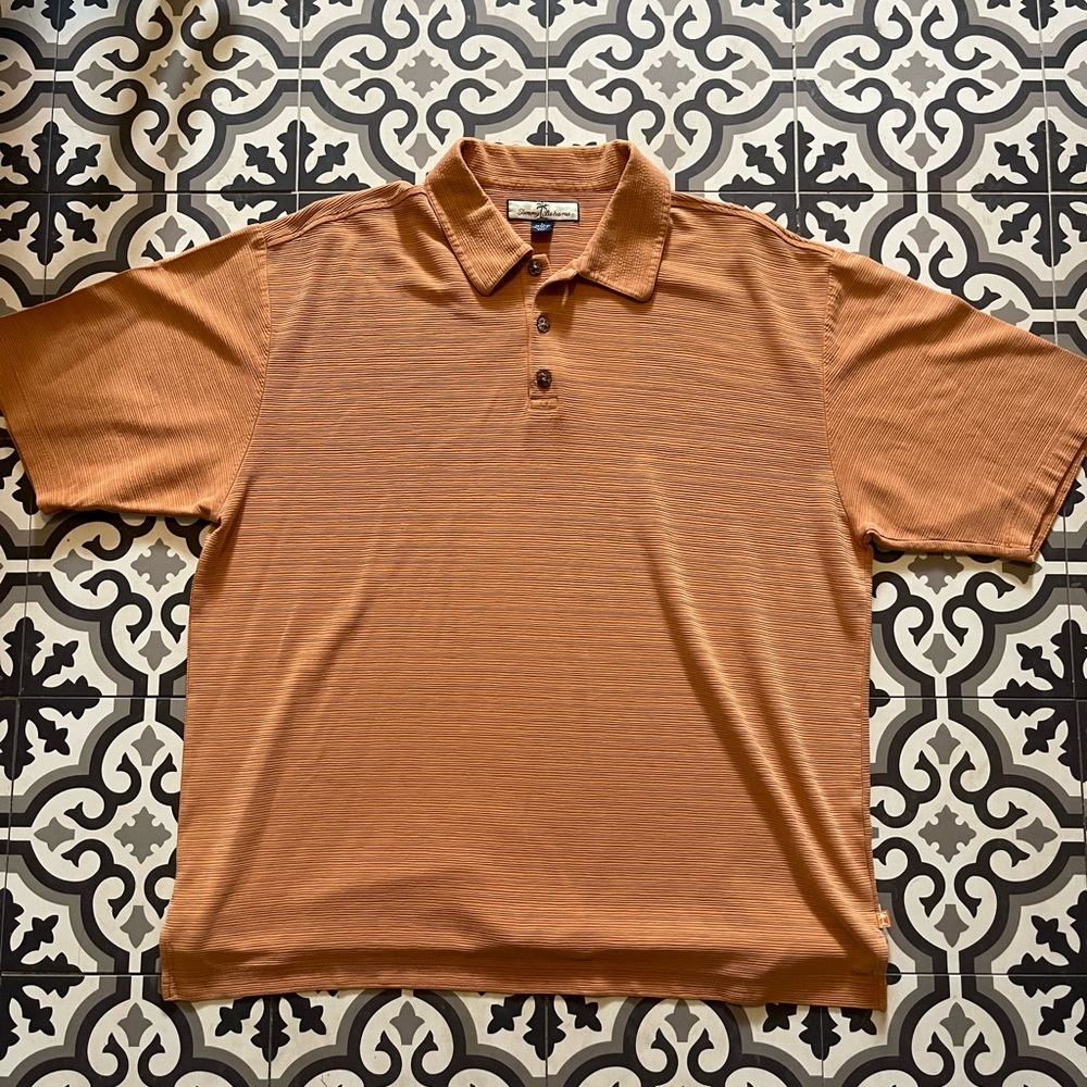 Tommy Bahama Silk Cotton Coral Ribbed Polo